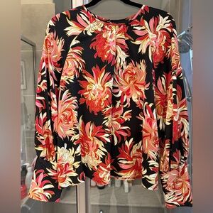 Who What Wear Red, Pink, Cream and Black Floral Blouse